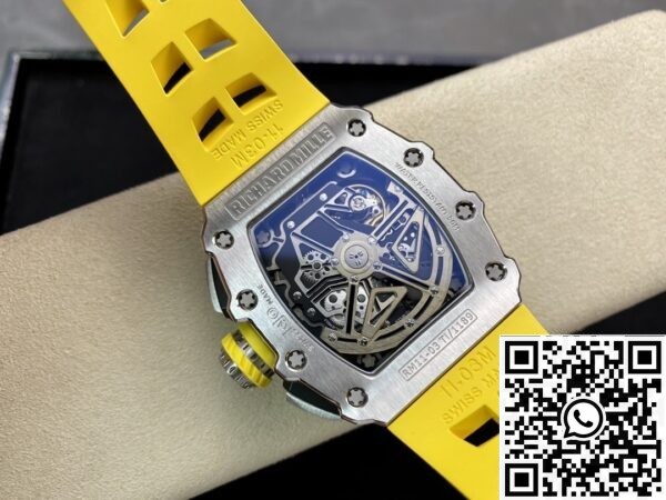 Richard Mille For Sale RM011-03 Titanium Shell Yellow Rubber