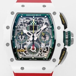 Richard Mille Watch fake RM11 White Ceramic Red Rubber Stra