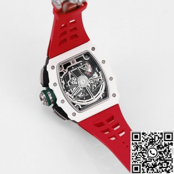 Richard Mille Watch fake RM11 White Ceramic Red Rubber Stra