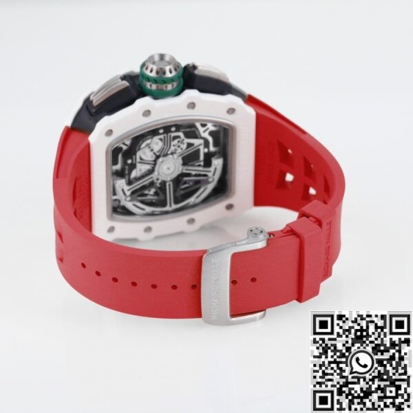 Richard Mille Watch fake RM11 White Ceramic Red Rubber Stra