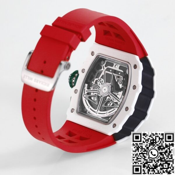 Richard Mille Watch fake RM11 White Ceramic Red Rubber Stra