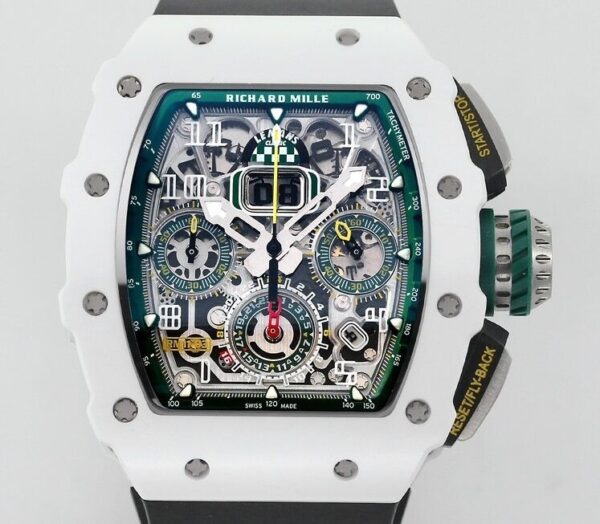 Richard Mille Replicas RM11 White Ceramic Black Rubber Stra