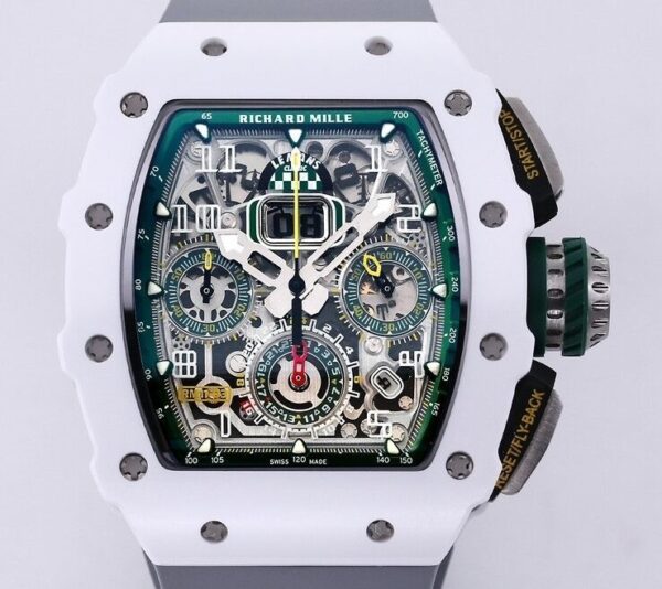 Best Richard Mille Replica KV RM11 White Ceramic Rubber Strap