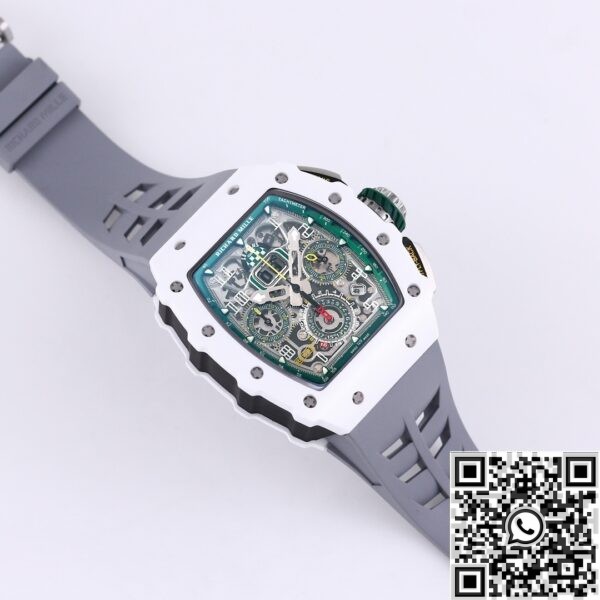 Best Richard Mille Replica KV RM11 White Ceramic Rubber Strap