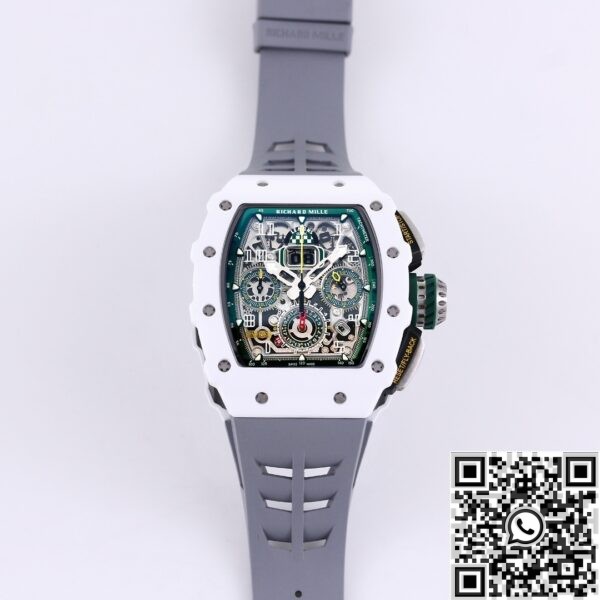 Best Richard Mille Replica KV RM11 White Ceramic Rubber Strap