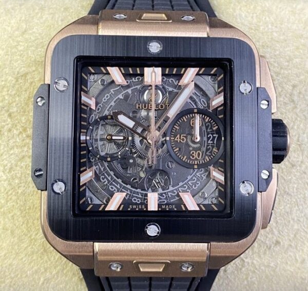 Fake Hublot Watch - Square Bang Unico RX Gold Case