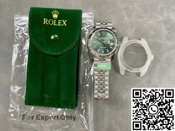 Replica Rolexes ARF Factory Datejust M126334-0028 Mint Green