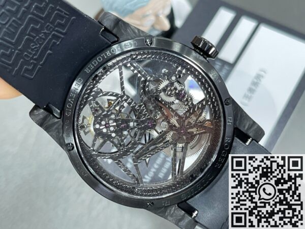 BBR Factory Fake Watch Roger Dubuis Excalibur DBEX0577: A Carbon Fiber Masterpiece with Black Strap