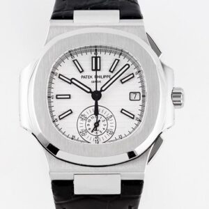 3K Factory Fake Patek Philippe Watches Nautilus 5980/1A-019 White Dial: V2 Version with True Small Seconds