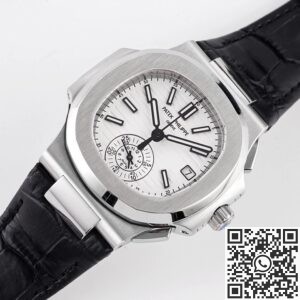 3K Factory Fake Patek Philippe Watches Nautilus 5980/1A-019 White Dial: V2 Version with True Small Seconds