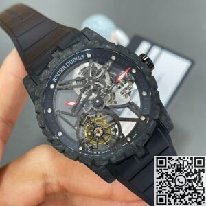 BBR Factory Fake Watch Roger Dubuis Excalibur DBEX0577: A Carbon Fiber Masterpiece with Black Strap