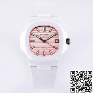 Custom Patek Philippe Watch Nautilus Pink Dial White Ceramic