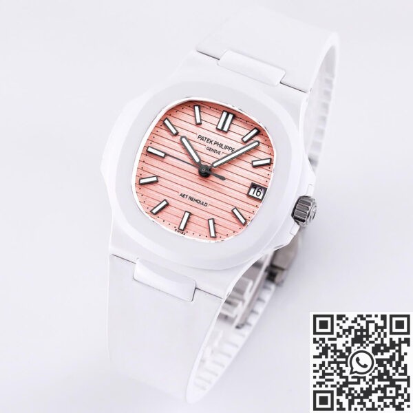 Custom Patek Philippe Watch Nautilus Pink Dial White Ceramic