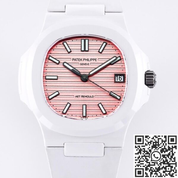 Custom Patek Philippe Watch Nautilus Pink Dial White Ceramic