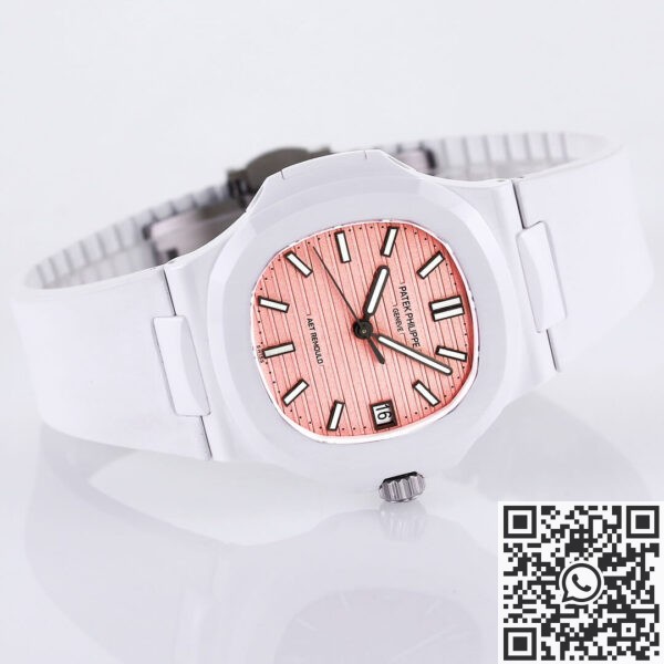 Custom Patek Philippe Watch Nautilus Pink Dial White Ceramic