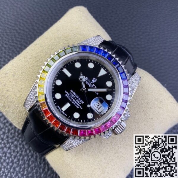 IPK Custom Rolex Submariner Rainbow Diamond Bezel Black Dial