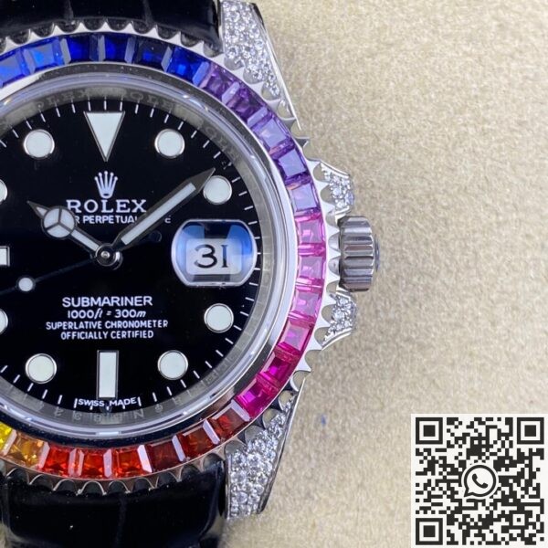 IPK Custom Rolex Submariner Rainbow Diamond Bezel Black Dial