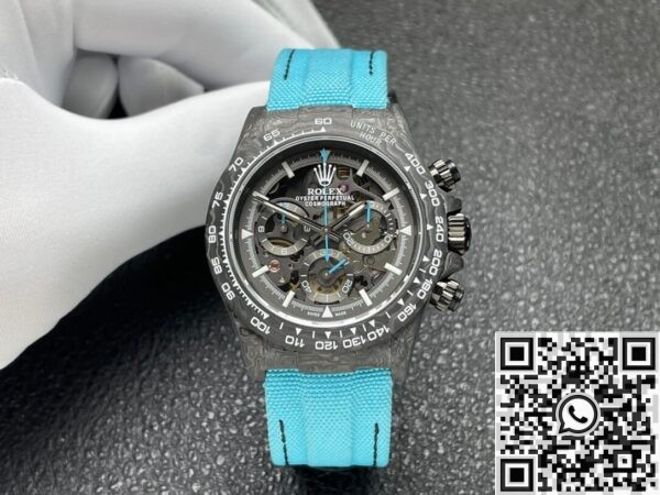 Custom Rolex Replica Daytona DIW Carbon Fiber Case Light Blue