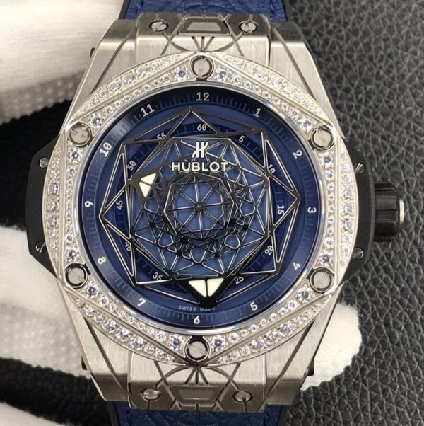 Replica Hublot Big Bang Blue Dial - WWF Factory Diamond Set