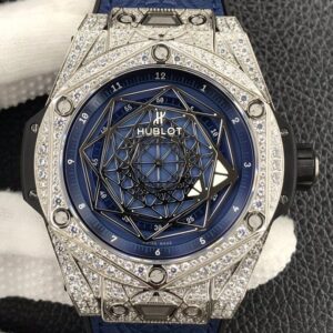 Copy Hublot Big Bang - WWF Factory Full Diamond Blue Dial