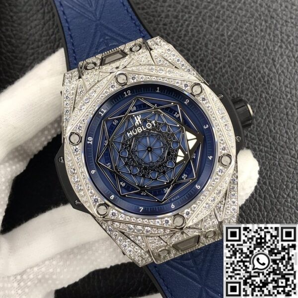 Copy Hublot Big Bang - WWF Factory Full Diamond Blue Dial