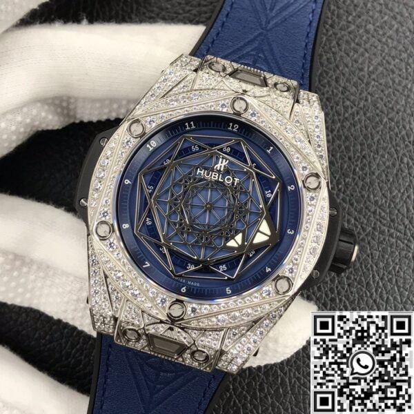 Copy Hublot Big Bang - WWF Factory Full Diamond Blue Dial