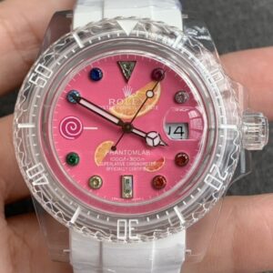 Custom Submariner Watches CH Acrylic Clear Rolex Pink Dial