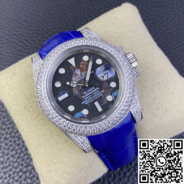 Custom Diamond Rolex Submariner Koi Dial IPK Set Watch