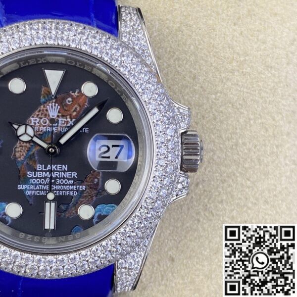 Custom Diamond Rolex Submariner Koi Dial IPK Set Watch