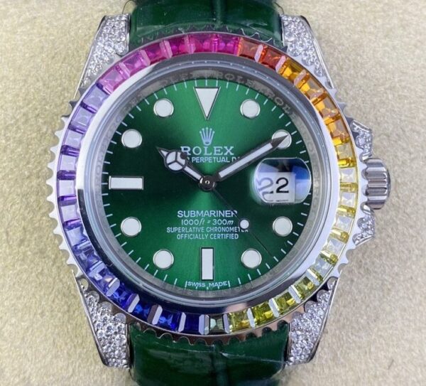 Rolex Submariner Custom IPK Rainbow Diamond Bezel