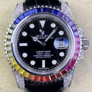 IPK Custom Rolex Submariner Rainbow Diamond Bezel Black Dial