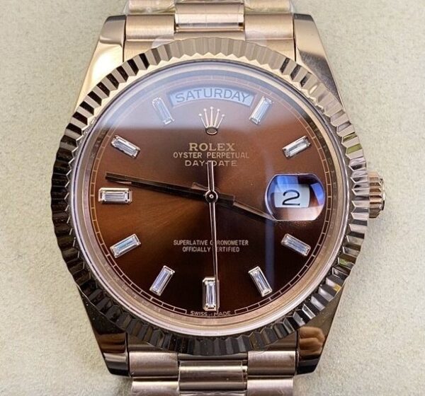 BP Factory Fake Rolex - Day Date Rose Gold Diamond Watch