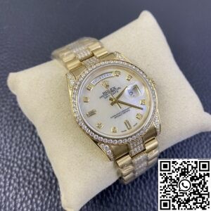 Iced Out Rolex Replica Day Date M128348RBR Gold Diamond