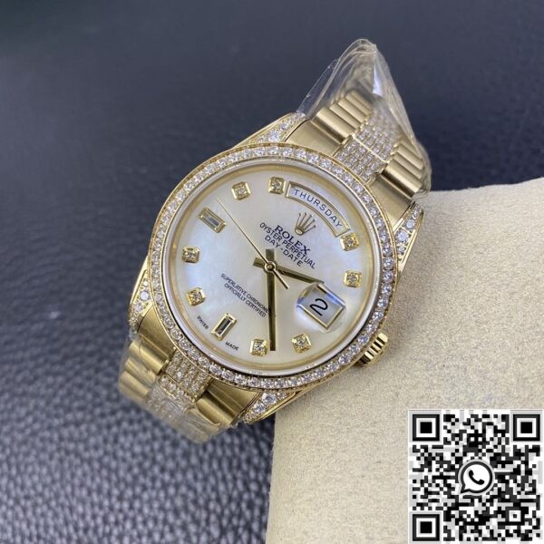 Iced Out Rolex Replica Day Date M128348RBR Gold Diamond