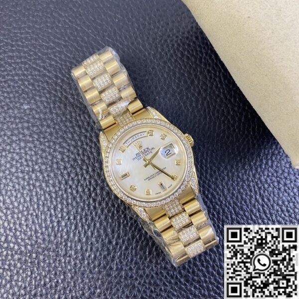 Iced Out Rolex Replica Day Date M128348RBR Gold Diamond