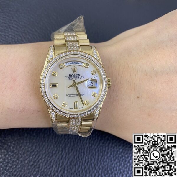 Iced Out Rolex Replica Day Date M128348RBR Gold Diamond