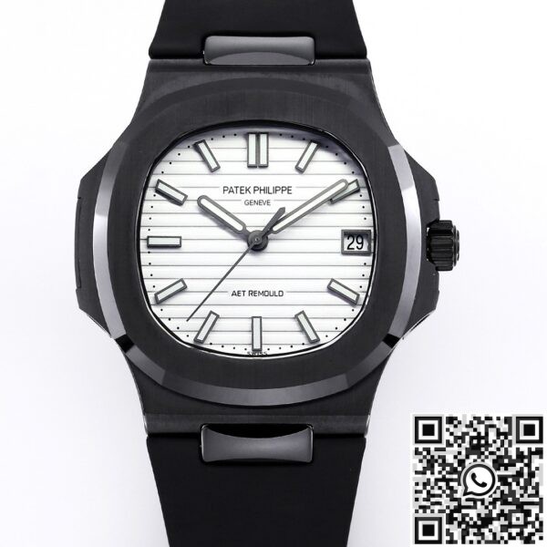 Custom Nautilus Patek Philippe Gradient Black Ceramic White Dial