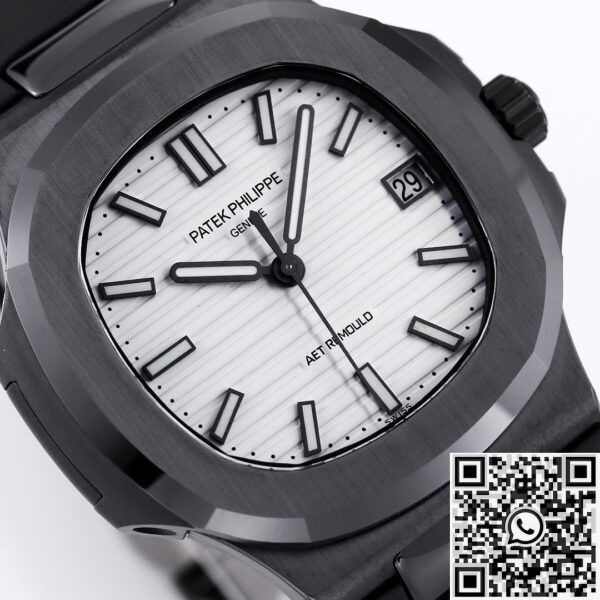 Custom Nautilus Patek Philippe Gradient Black Ceramic White Dial