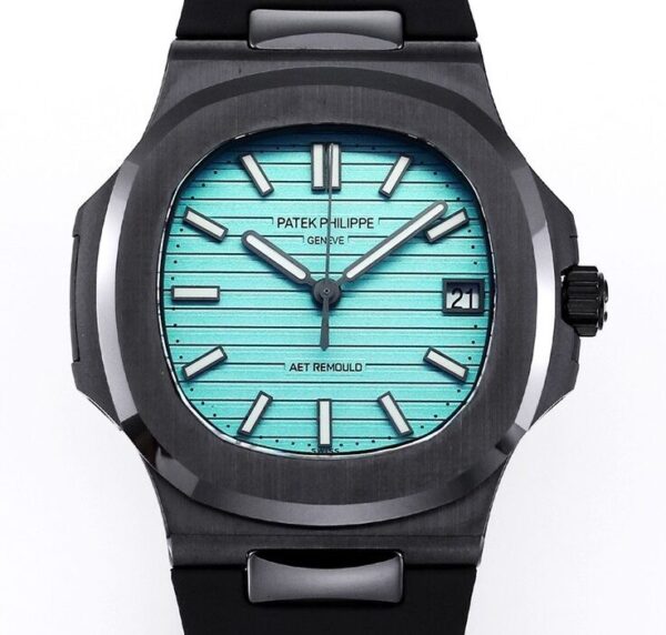 Patek Philippe Custom Tiffany Blue Black Ceramic Case Nautilus