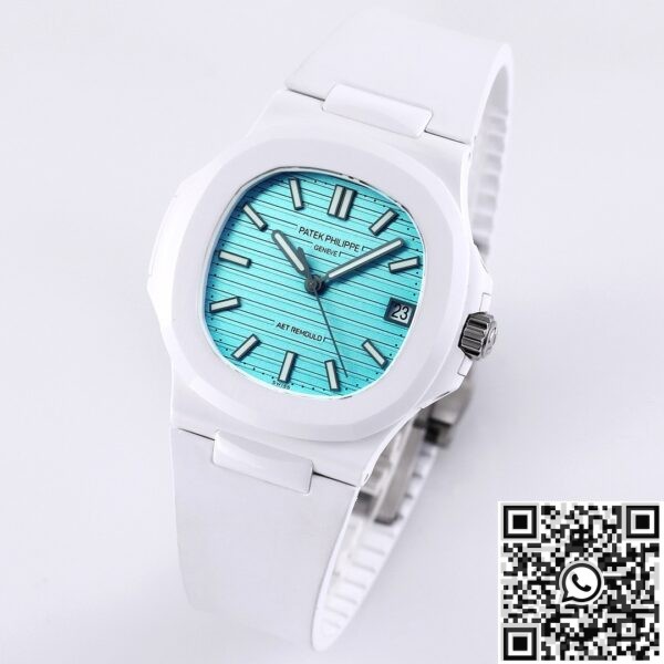 Nautilus Custom Patek Philippe Tiffany Blue Dial White Ceramic