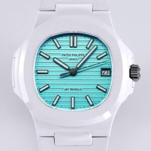 Nautilus Custom Patek Philippe Tiffany Blue Dial White Ceramic