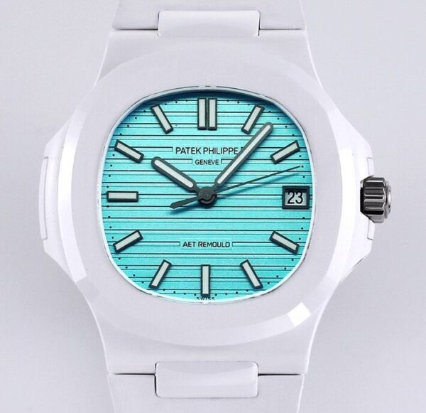 Nautilus Custom Patek Philippe Tiffany Blue Dial White Ceramic