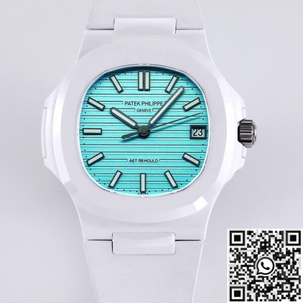 Nautilus Custom Patek Philippe Tiffany Blue Dial White Ceramic