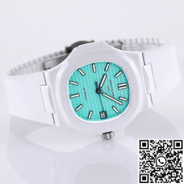 Nautilus Custom Patek Philippe Tiffany Blue Dial White Ceramic