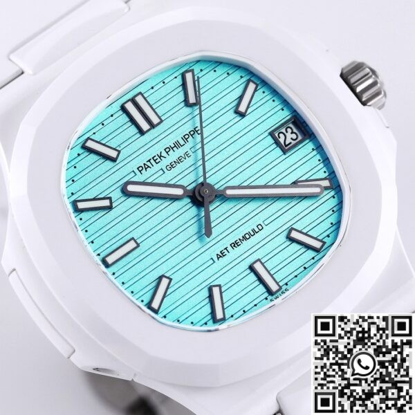 Nautilus Custom Patek Philippe Tiffany Blue Dial White Ceramic