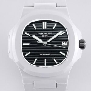 Patek Philippe Nautilus Custom Black Dial White Ceramic Watch