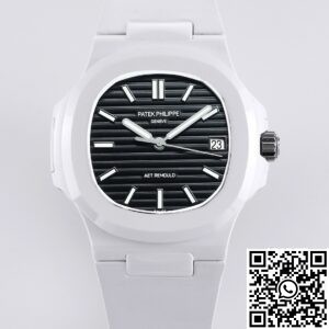 Patek Philippe Nautilus Custom Black Dial White Ceramic Watch