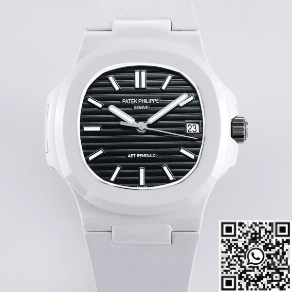 Patek Philippe Nautilus Custom Black Dial White Ceramic Watch