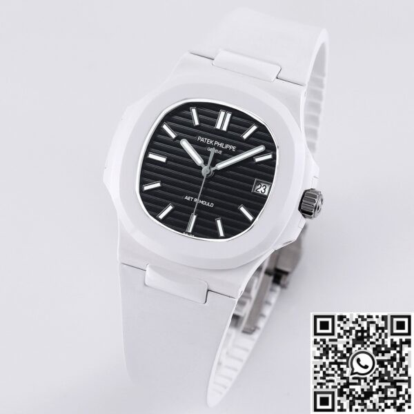 Patek Philippe Nautilus Custom Black Dial White Ceramic Watch