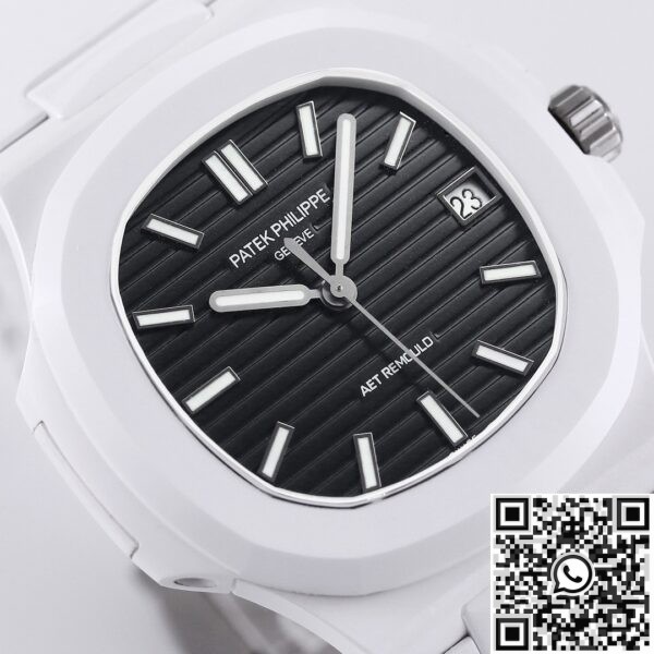 Patek Philippe Nautilus Custom Black Dial White Ceramic Watch